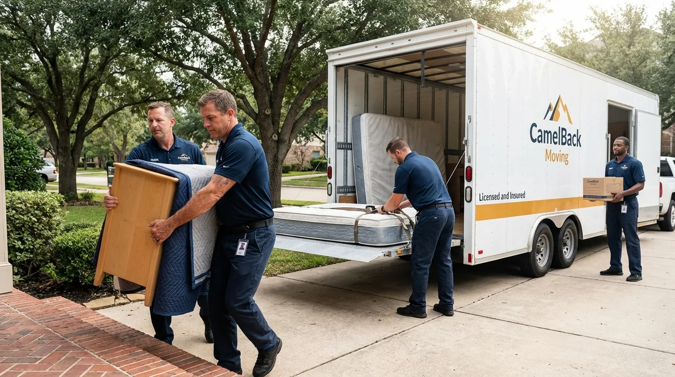 Crew loading residential truck for cross-state move from Napanoch, NY