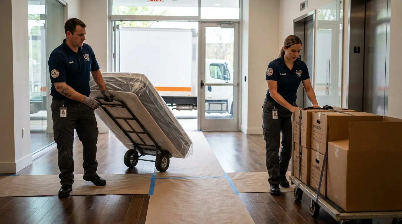 Professional apartment movers loading elevator in Napanoch, NY